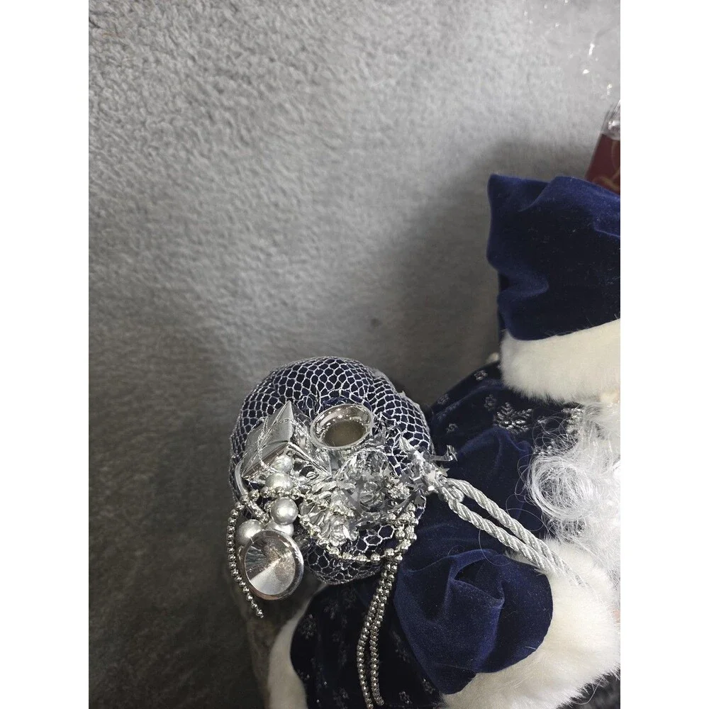 Vtg‎ San Francisco Music Box Co Christmas Santa Figurine Blue Velvet Plays